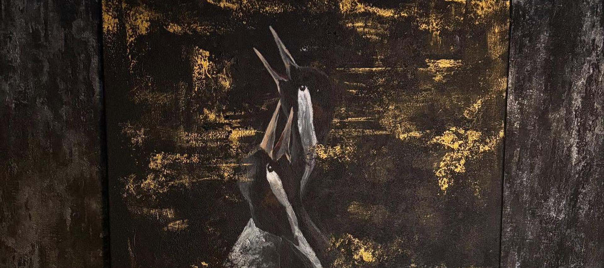 Starttimaalaus Oy:n yrittäjä Nooran maalaama kaunis kurkiteos